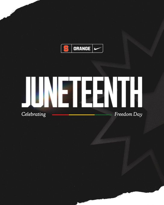 Cuse's tweet photo. Wishing everyone this Juneteenth a day of celebration, learning and reflection. https://t.co/CpAWFWs8XI
