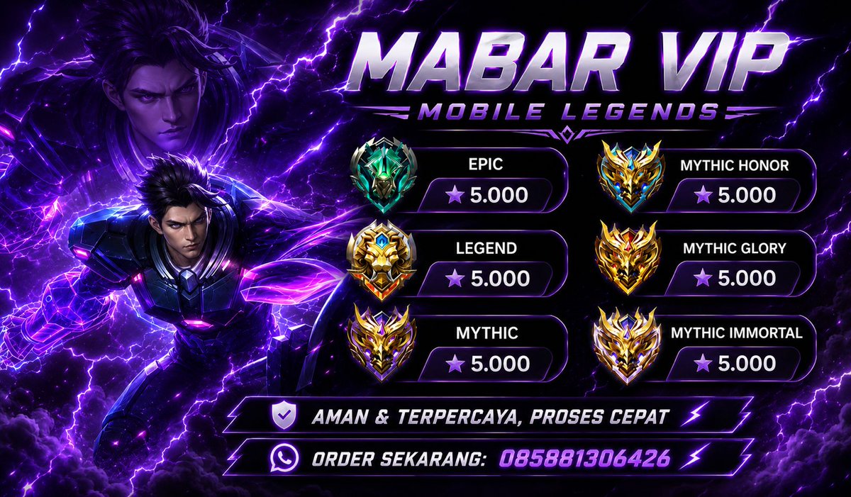 SultanadityaF's tweet photo. OPEN MABAR VIP &amp; JOKI ML!!!

 Aku open mabar vip &amp; joki ml, for joki only jokgen yaa!

Yu bareng-bareng kita menuju immo

Mabar VIP - all rank 5k/⭐️

Joki Gendong - all rank 7k/⭐️

✅ Fast Respon bisa langsung chat WA

#mlbb #zonauang #jokiml #jokigendong #mabarvip https://t.co/VyaSzB8gYm
