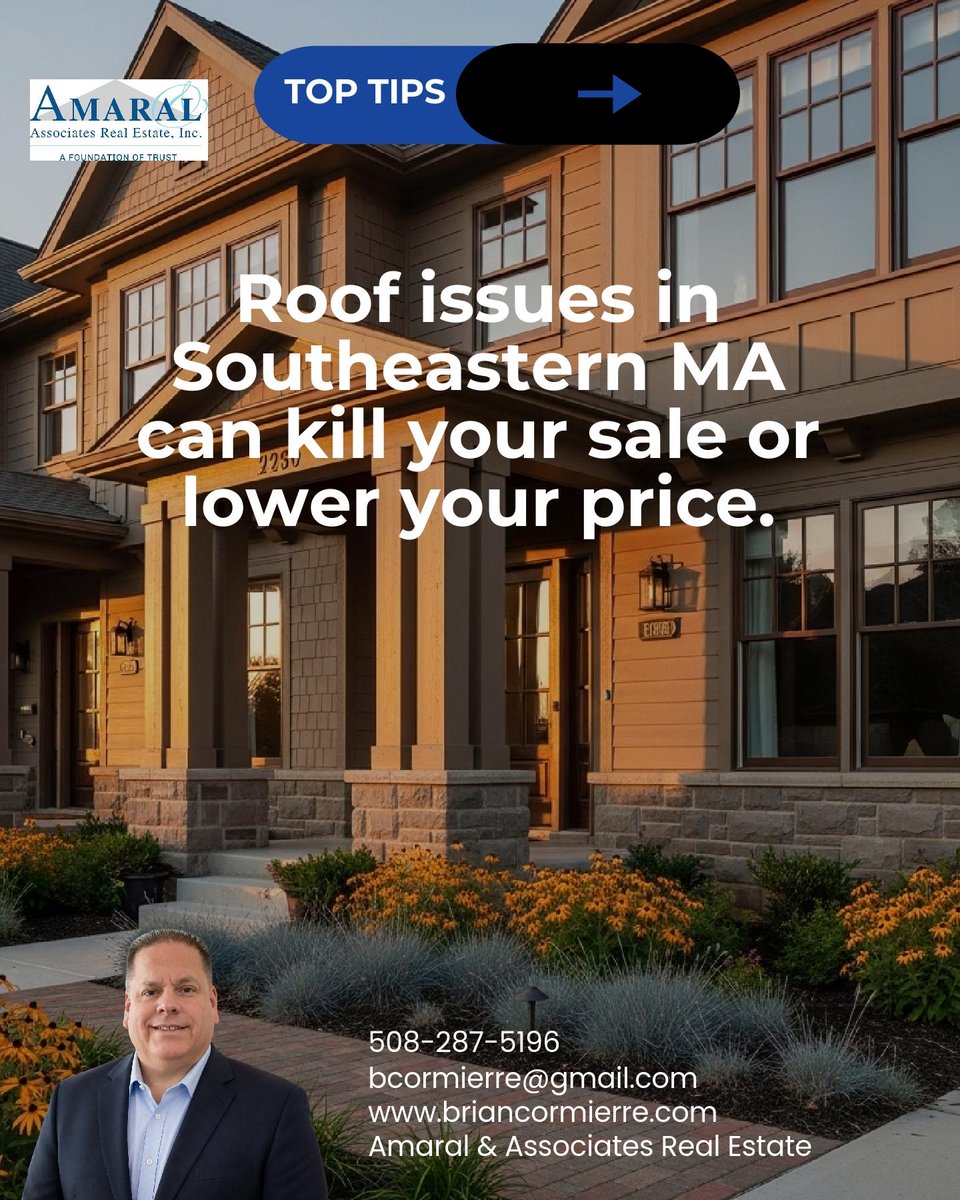 briancormierre's tweet photo. Roof trouble in Greater Southeastern MA can be the dealbreaker buyers and lenders spot first. Making that fix protects your price and keeps a sale on track. 

Would you address it up front or offer a credit? https://t.co/MGSOy8czKn