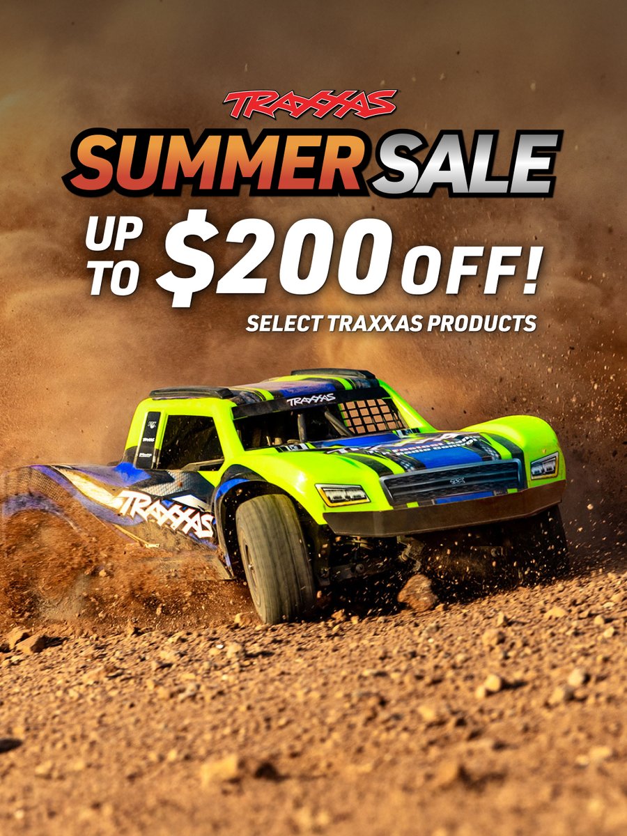 AMain_com's tweet photo. Summer just got faster 🏁

Save up to $200 OFF select Traxxas vehicles during the Traxxas Summer Sale. From high-speed bashers to trail-ready crawlers, now's the time to grab the RC you've been eyeing.

 Shop the sale before these deals disappear 👇
https://t.co/WrK5H0uqVm https://t.co/abgI1wT9IR