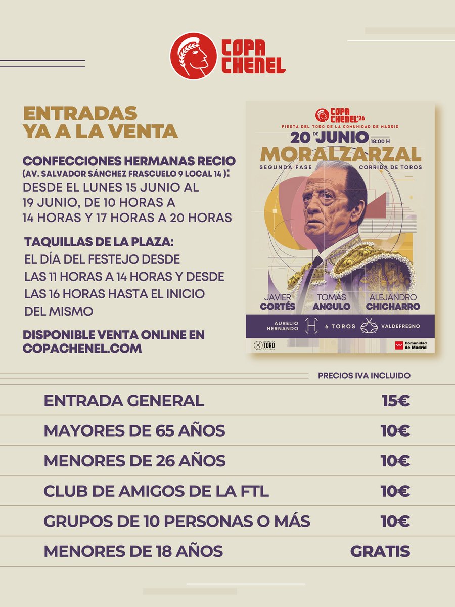 CopaChenel's tweet photo. 🙌🏽 No te quedes sin tu entrada para este fin de semana. 

📍Moralzarzal 
⏰️18:00h

https://t.co/ObD3eagZ3L https://t.co/fDcYhXcnIF