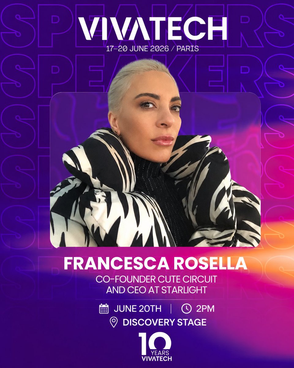CuteCircuit's tweet photo. See a preview of the future of social connection @VivaTech tomorrow, on the Discovery stage at 2:25pm CET 🪩💖🌟✨ https://t.co/b6sTJZZmNl