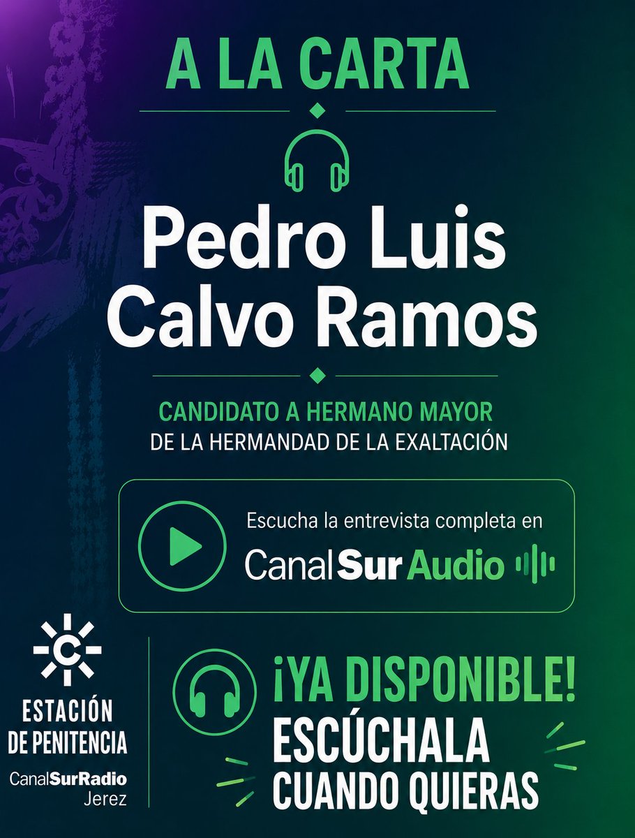 EPenitencia's tweet photo. 🎧 Ya puedes escuchar la entrevista a Pedro Luis Calvo Ramos, candidato a hermano mayor de la Hermandad de la Exaltación.

📻🔗https://t.co/YQYoUocLrH

▶️ A partir del minuto 31 del programa. https://t.co/rUc7CbmWzA