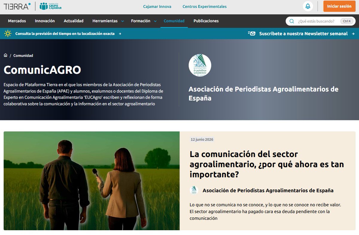APAE_informa's tweet photo. Nuevo espacio de APAE en @platformtierra 

ComunicAGRO

https://t.co/2kYp13c5El

¡Atento a nuestra comunidad! https://t.co/lILycWZTKI