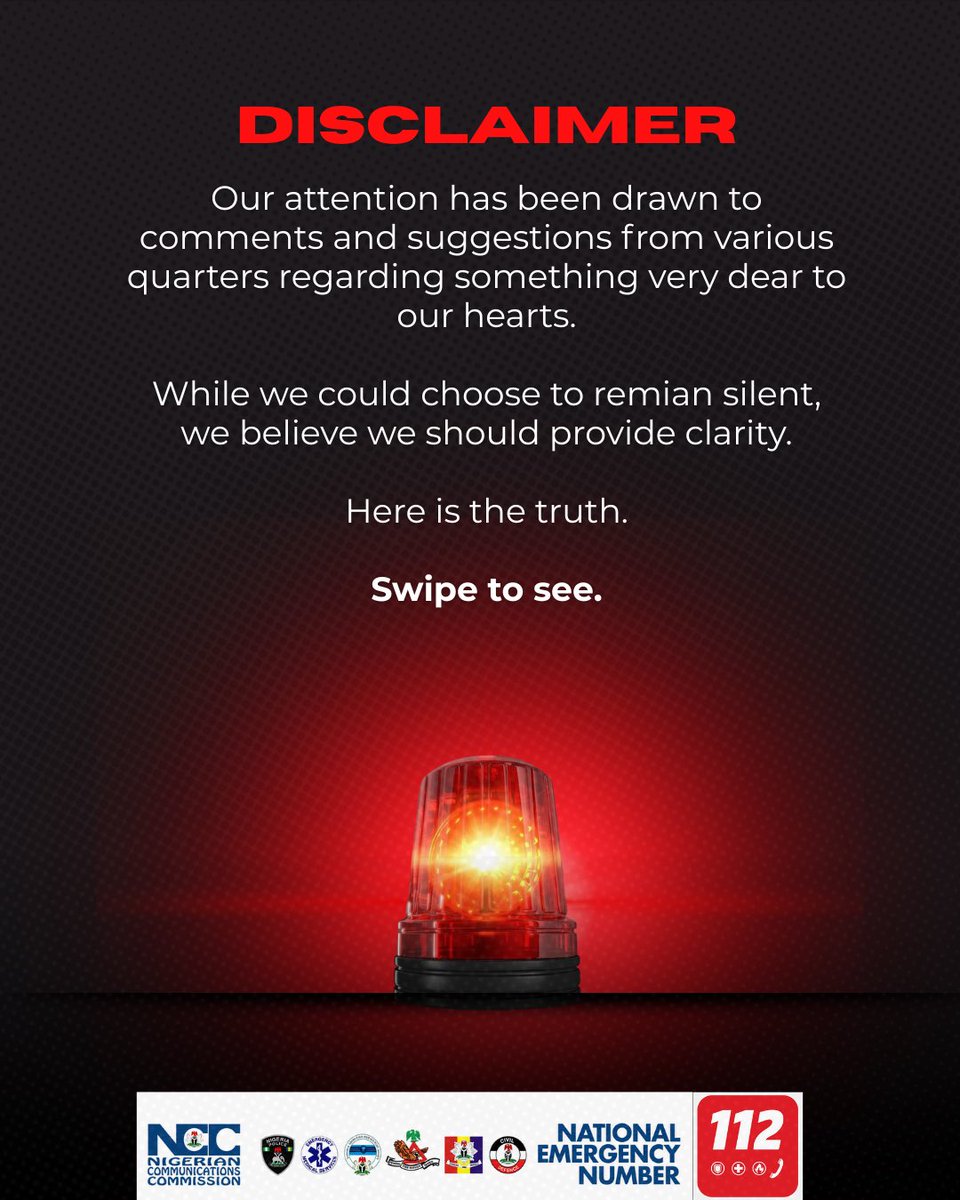 EccNigeria112's tweet photo. Emergencies do not give warnings. They require immediate decisions and quick action. Remember 112 as Nigeria's emergency number and use it responsibly when lives or property are at risk. One informed decision can make all the difference in a critical situation. https://t.co/A3m89YjAYC