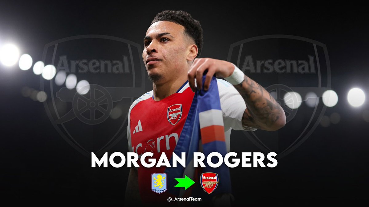 _ArsenalTeam's tweet photo. 🚨— Arsenal are stepping up their pursuit of Aston Villa forward Morgan Rogers.

The Gunners are exploring the terms of a potential deal for the 23-year-old, with Villa braced for offers in the region of €92 million.

Chelsea and Manchester United are also in the mix, per Sky Sports News. 

#AFC #TransferNews