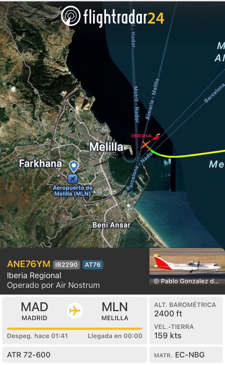 SpottersMelilla's tweet photo. 🟡#FRUSTRADA del vuelo #IB2290 Madrid-Melilla (12:05-14:00) operado por @AirNostrumLAM. https://t.co/WZzhdgFwLf