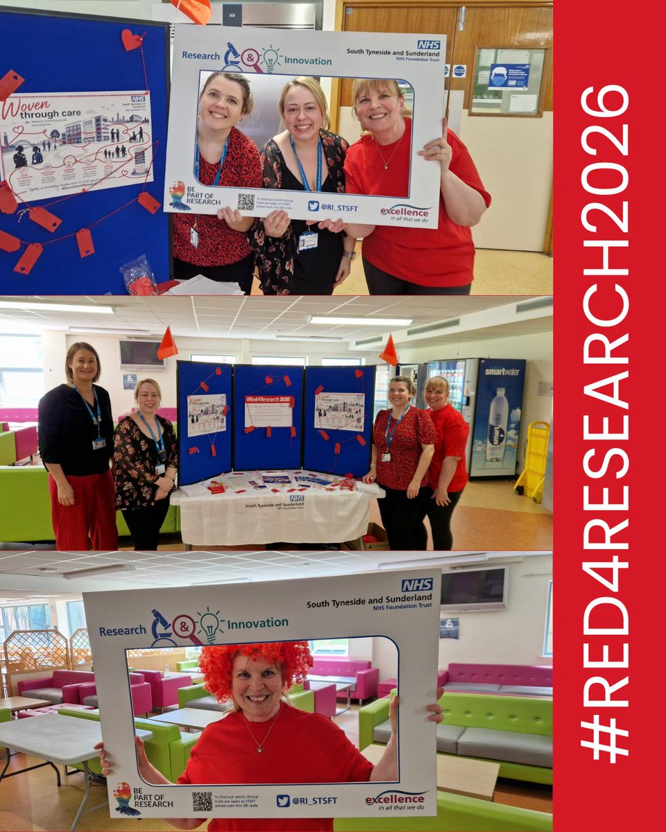 RI_STSFT's tweet photo. Today the team at Sunderland Royal are seeing red for all the right reasons. Supporting #Red4Research and celebrating research that helps improve outcomes for patients every day.

@TheRDForum , #RDF26 #HealthcareResearch, #UKHealthcare, @NHSEngland
 @NIHRresearch .  @STSFTrust https://t.co/0xubIhIgca