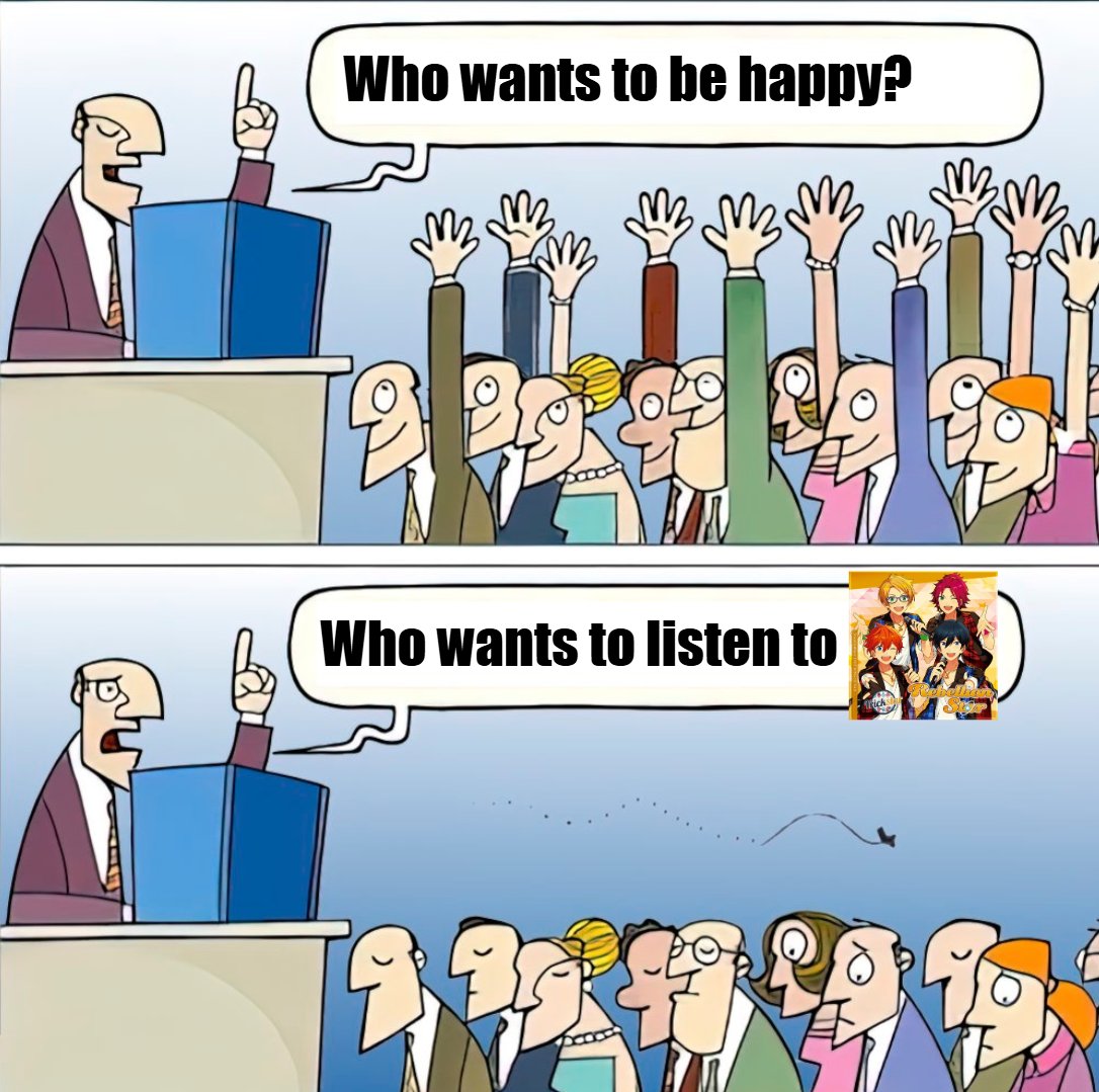 yuuuuuuuuukuun's tweet photo. Being a fan of Trickstar's music feels like this sometimes https://t.co/WlsNYEFPFH