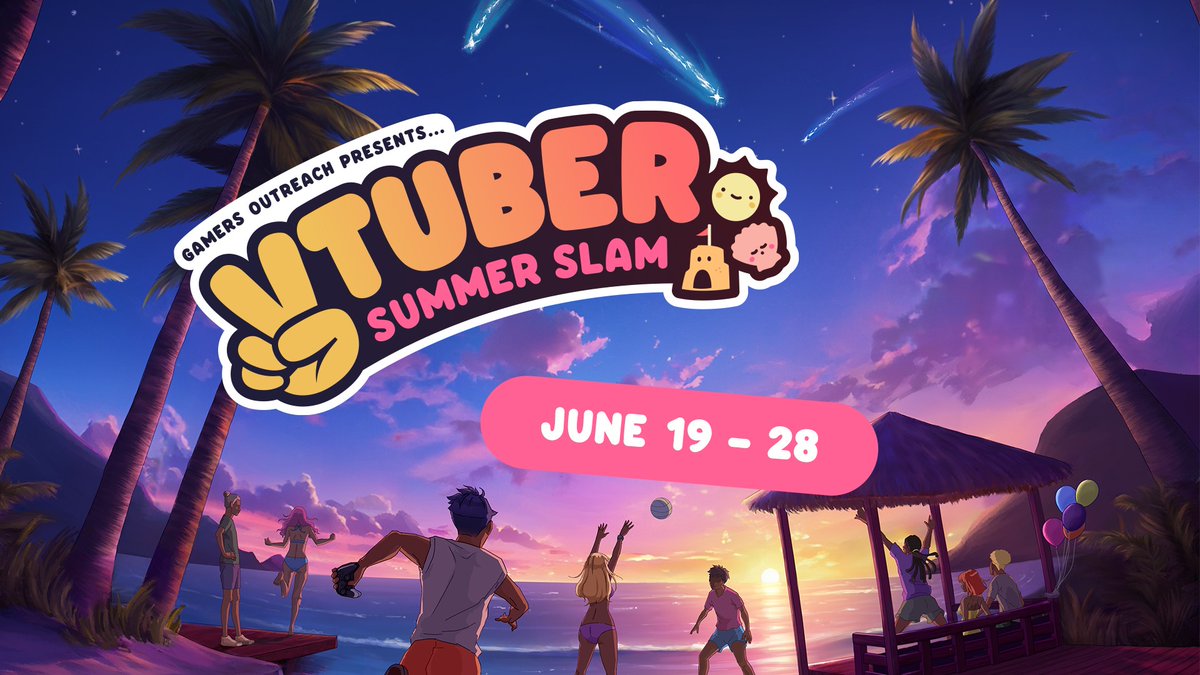 GamersOutreach's tweet photo. VTuber Summer Slam 2026 is LIVE ☀️🐚🏖️

Creators across the VTuber community are streaming to help bring play to kids in hospitals through Gamers Outreach.

Let’s make an impact together 🧡

#VTuberSS2026 https://t.co/j7TpR4JY40
