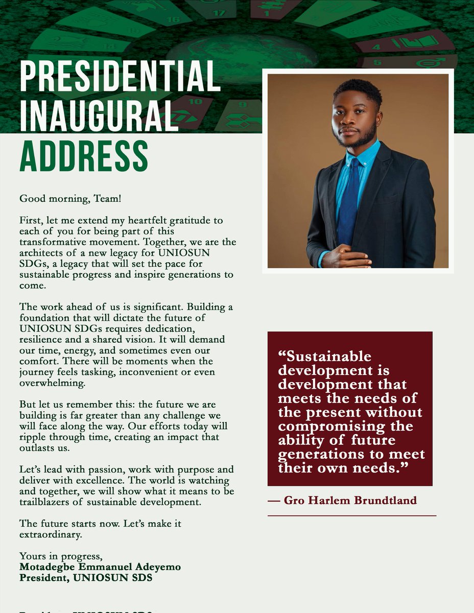 UniosunSDS's tweet photo. 🧵History is not made by those who watch. It is made by those who serve

Today, we proudly unveil the UNIOSUN SDS Pioneer Report

To have served in the Pioneer Administration, The Innovators, led by Motadegbe E. Adeyemo (@drtaddyy), is a privilege of a lifetime

 To greatness🚀 https://t.co/mTMe3swPdX