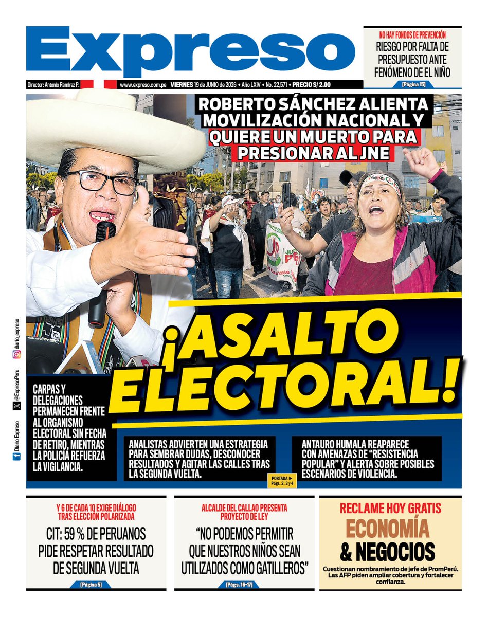 marita_molina4's tweet photo. Los perdedores de estas elecciones, hoy marchan para generar caos y violencia. Roberto Sánchez y su banda serán los únicos culpables por los actos violentos que se puedan generar.
#MarchaDeExtremistas https://t.co/oxWJW7hn76