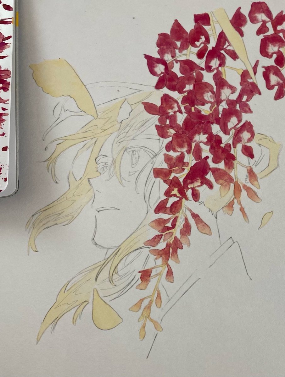 amantofu's tweet photo. 「極楽にはまだ早い」
2巻カバーのメイキングです🎨 https://t.co/ixLNxQ8WUL