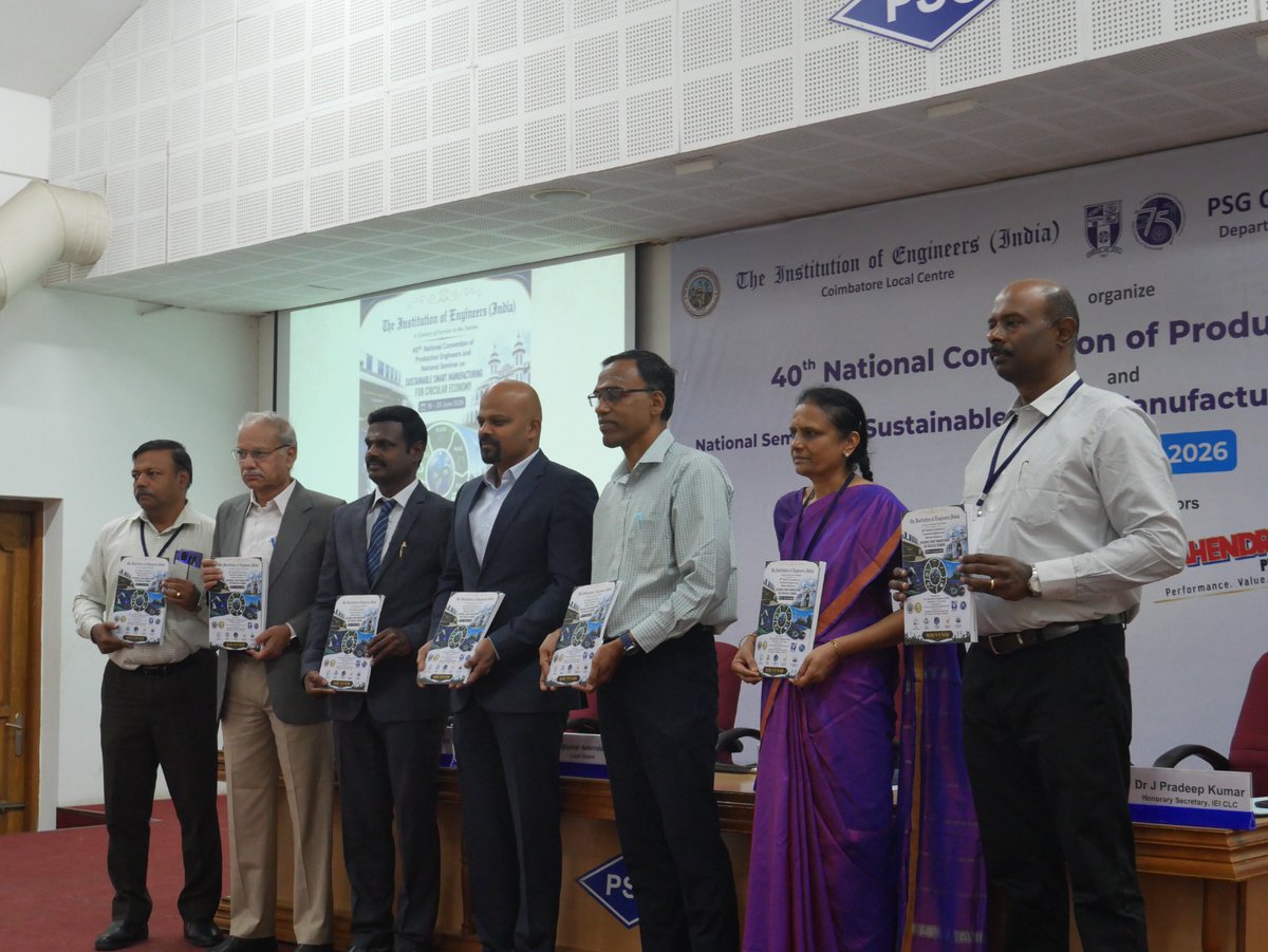PSGInstitutions's tweet photo. On 19 June 2026, PSG Tech inaugurated 40th National Convention of Production Engineers &amp; National Seminar on Sustainable Smart Manufacturing for Circular Economy.

150 delegates from academia, industry &amp; research are participating in the two-day event.

#PSGandSonsCharities https://t.co/BPaJfsUeVi