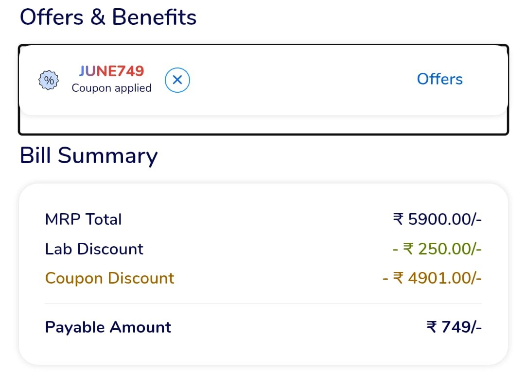 DealsDhamaka's tweet photo. MediBuddy Offer : Full Body Health Check-Up + Vitamin Tests at ₹749

✅ 63+ Lab Tests (Vitamin D, Thyroid profile, Diabetes, Liver function, CBC, Kidney, Lipid Profile, Calcium, Iron & more) Worth ₹5900 at ₹749

🫱 Apply Coupon : JUNE749

👉🏻 Link: https://t.co/kgZXLmY3LS

Bonus : Get Free 3 Month JioSaavn Pro Subscription (Worth ₹299).

*Pay Via CRED & Get Upto ₹200 Cashback

This post is a paid partnership, but personally I tested Medibuddy lab tests in 2023. The samples were collected and the reports were generated through MANIPAL Hospital labs in Pune

Only sharing for benefit as many might be looking for health tests
