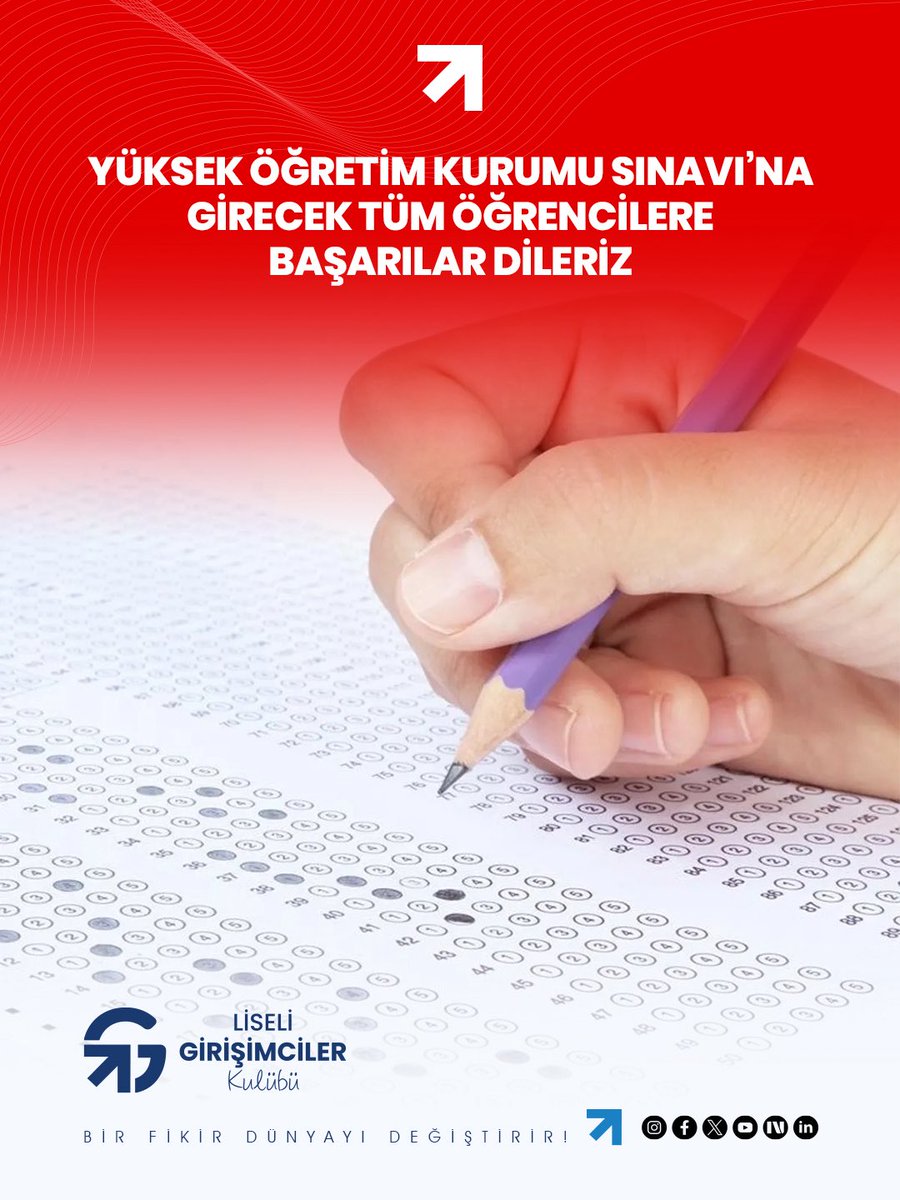 liseligirisimci's tweet photo. Yüksek Öğretime Geçiş Sınavı'na girecek tüm gençlerimize emeklerinin karşılığını alacakları, bilgi ve birikimlerini en iyi şekilde ortaya koyacakları bir sınav süreci diliyoruz. 

Kaleminiz güçlü, yolunuz açık olsun... https://t.co/M1U0Ga9knJ