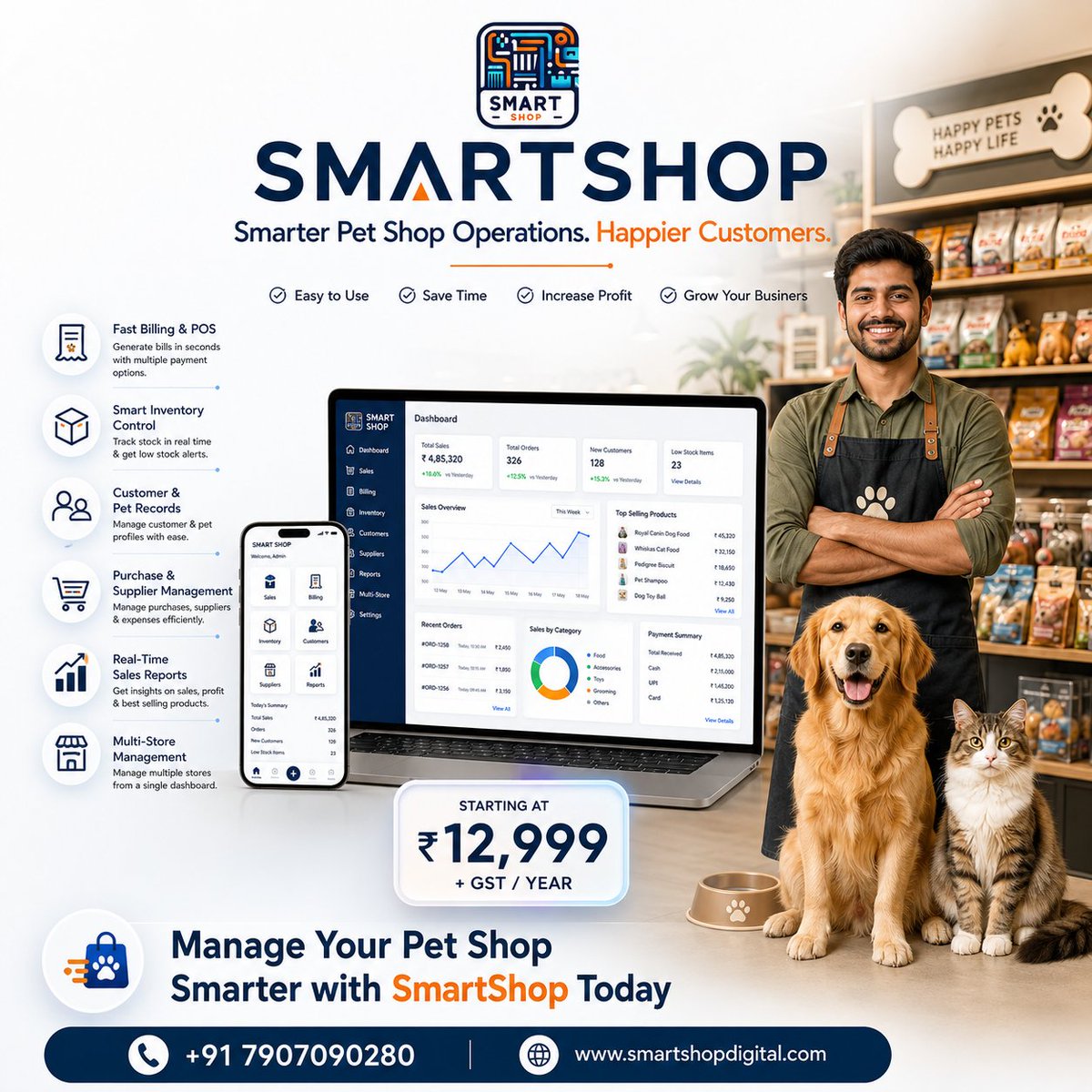 SmartshopD's tweet photo. 🐾 Running a pet shop is easier when everything is in one place.  Manage billing, inventory, pet records, suppliers, and sales effortlessly with Smart Shop Pet Shop Management Software. 📷 https://t.co/xYi9ZYv4Dg #SmartShop #PetShop #PetShopSoftware #PetBusiness #POSSoftware https://t.co/rYIqMH8YTp