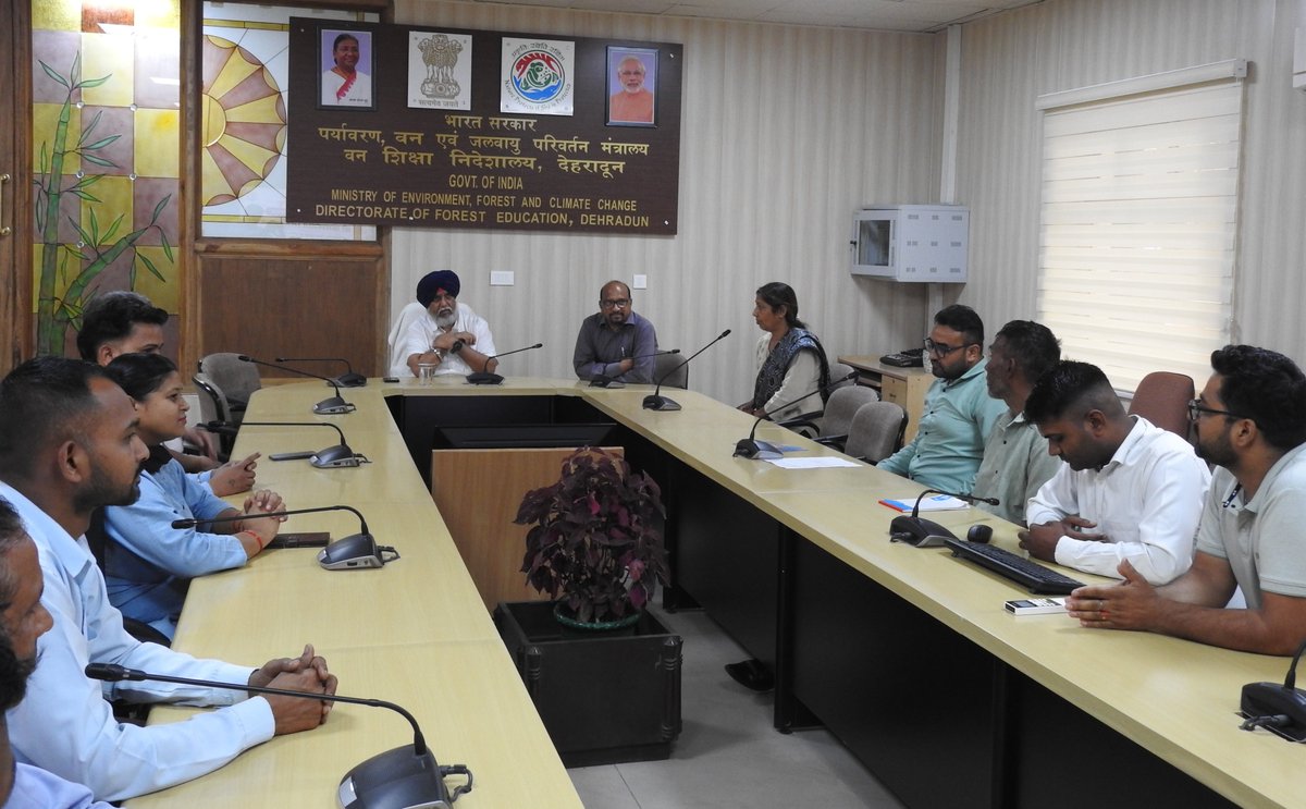 dfe_goi's tweet photo. Officer &amp; staff of @dfe_goi warmly welcomed Sh. Kamaljeet Singh, IFS on assuming additional charge as Director, Forest Education. On the occasion, and as part of #IDY2026 observance, DFE Sir planted saplings, reaffirming the commitment to environmental conservation. https://t.co/V30XyOYXRq