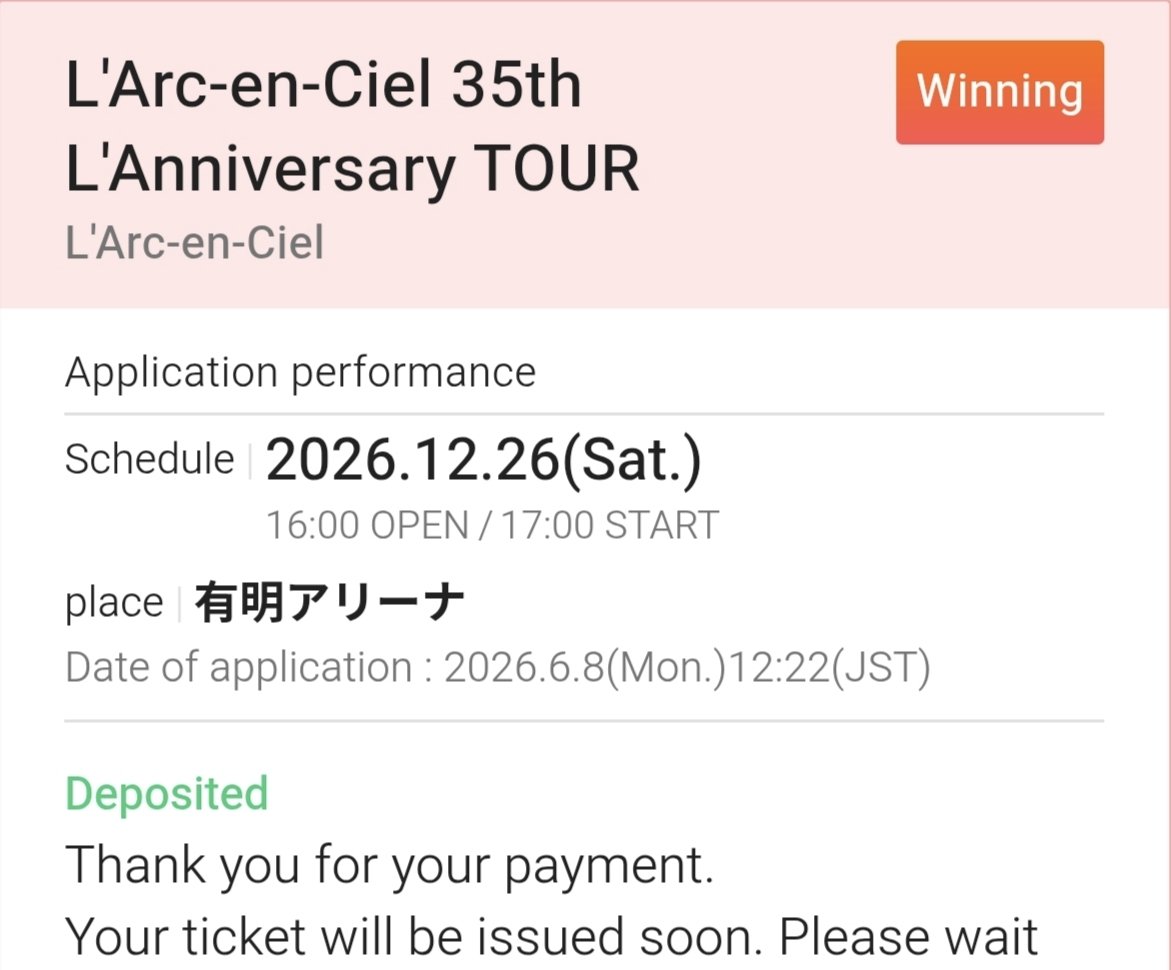KevinLereverend's tweet photo. That's a win !! 
See you in Ariake Arena for my 2nd @LArc_official live, 14 years after Paris 🇨🇵
 @HydeOfficial_ @yukihiro_works @TETSUYA_STAFF @CHLionRagbaby 

#LArcenciel 
#L35
#35thlanniversarytour https://t.co/gHomYYPa0c