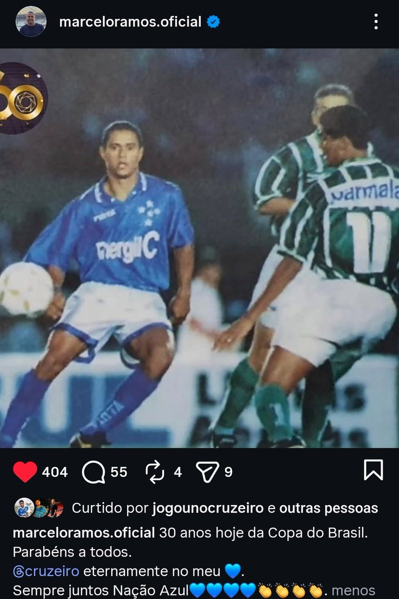 cristyan_kelwen's tweet photo. O ídolo Marcelo Ramos fez essa postagem no Instagram pra comemorar os 30 anos do título da Copa do Brasil contra o Palmeiras em 1996. 🦊🇧🇷 https://t.co/MAgcd66v24