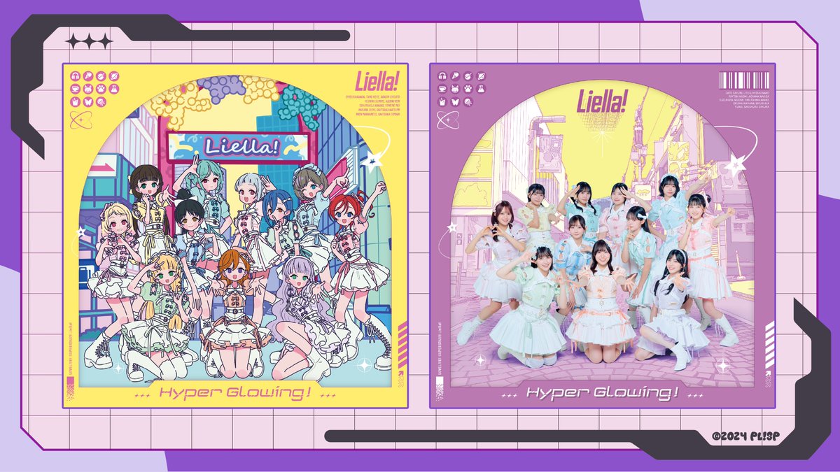 Liella_PLSP's tweet photo. 💫音楽情報💫
/／
『Liella!と結ぶプロジェクト』ミニアルバム
「Hyper Glowing！」【オリジナル盤＆フォト盤】
　JKT公開🎵
\＼

＝＝＝☆＝＝＝
📅2026年7月8日（水）
💿全5形態
🎤新規全員曲1曲と各チーム楽曲3曲を含む全4曲
　＋各Off Vocalの計8曲を収録！

✨連動購入特典✨
『Liella!のシール帳』

🎁店舗特典情報
https://t.co/7N6OupbP46

📝詳細はこちらから♪
https://t.co/Vw9jJGNcoN

ご予約をお忘れなく💕

#lovelive #Liella