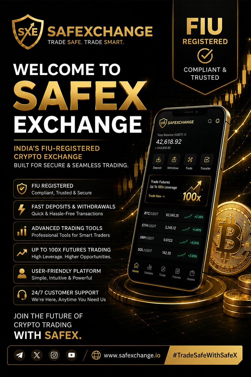 SafeXMarkets's tweet photo. 🚀 Welcome to SafeX Exchange
✅ FIU Registered
✅ Secure Trading Environment
✅ Fast Deposits & Withdrawals
✅ Advanced Trading Tools
✅ Up to 100x Futures Trading
✅ 24/7 Customer Support
#SafeX #SafeExchange #SafeXchange #CryptoExchange #CryptoTrading #Bitcoin #Ethereum #Blocks https://t.co/EYsjlREOh8