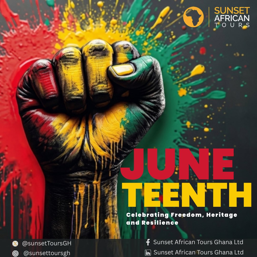 SunsetToursGH's tweet photo. Some journeys are more than travel they’re a homecoming.

This Juneteenth, we honor the connections between Africa and the diaspora and invite you to experience them firsthand on our June Juneteenth Tour in Ghana.
Learn more: https://t.co/C8jKkSOmYR

#Juneteenth #DayOfFreedom https://t.co/yScur2N6sw