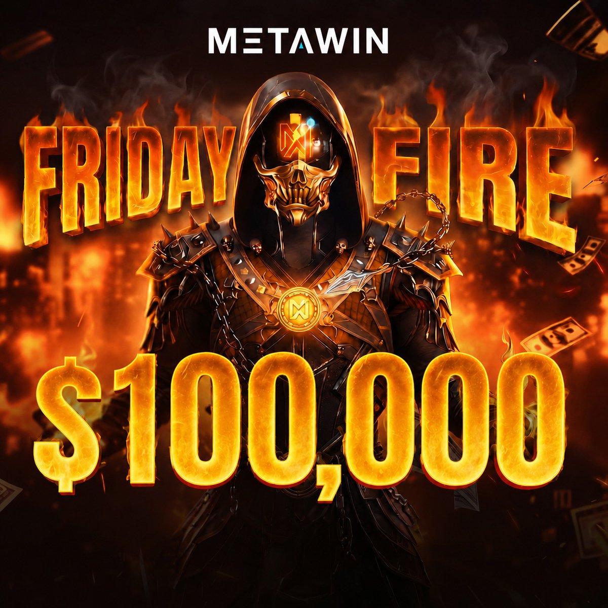 MetaWin's tweet photo. LAST CHANCE to win our $100,000 FRIDAY FIRE jackpot! 

All players also instantly qualify for a share of $4 MILLION CASHDROP!

🤔 Are you seriously still playing somewhere else?