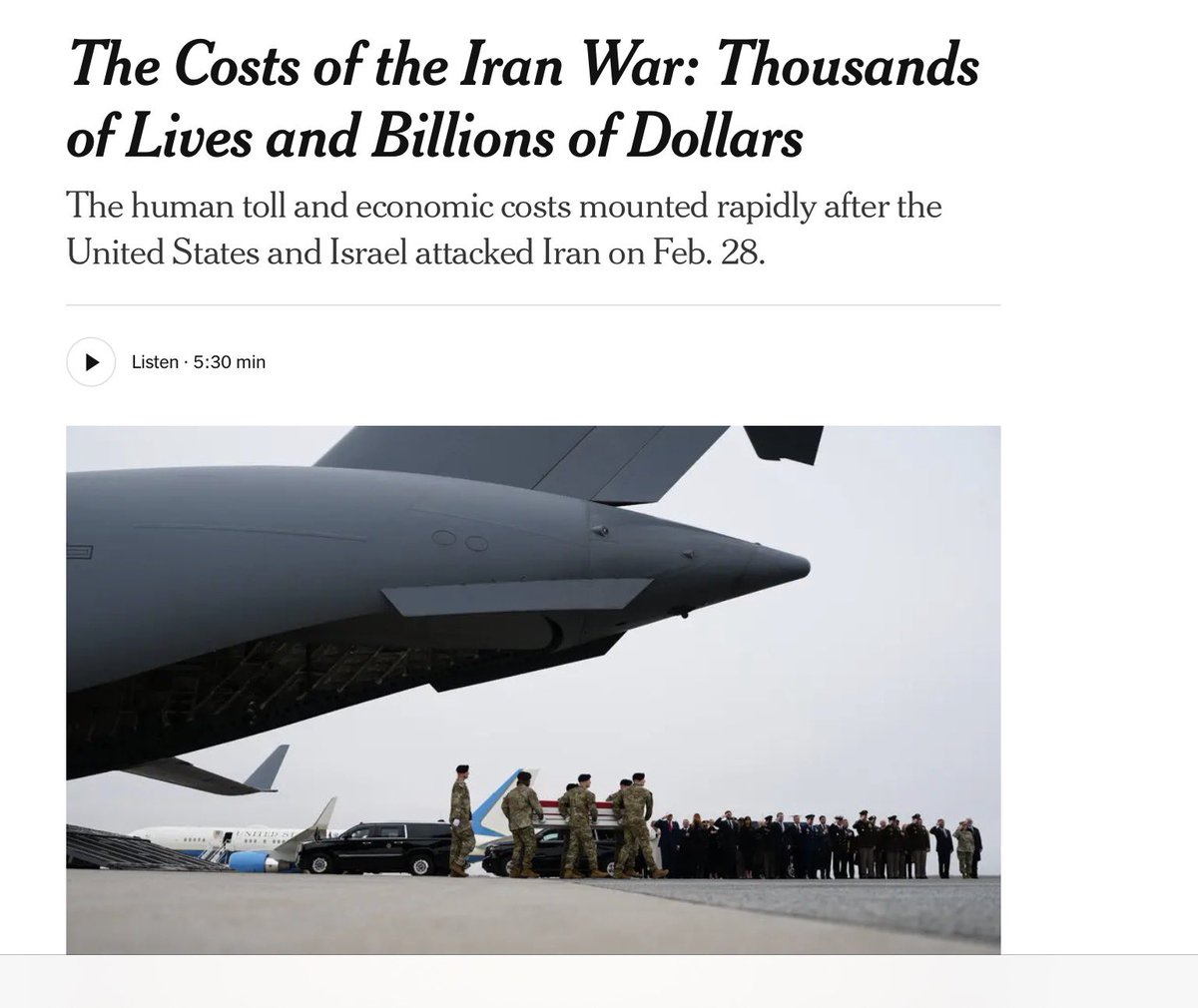 halsinger's tweet photo. Tallying up the costs of the Iran war

* Americans paid ~$60 billion more for gasoline and diesel since the conflict began as a result of higher prices, per Iran War Energy Cost Tracker from Brown University

* The military costs are ~$29 billion, per a top Pentagon official

* For U.S. taxpayers and consumers, the cost of the war is at least $132 billion, per Moody’s Analytics

* No estimate provided for the costs of human lives (3,000 Iranians, 26 Israelis, 13 members of U.S. military)

* A companion story in the Times showed airfares are up 28 percent year over year, per Kayak, with airlines raising prices seven times since February. (Don’t expect them to come down anytime soon.)

* The resulting inflation prevents the Fed from dropping rates, which would have stimulated housing and other key sectors of the economy. 

Against these massive costs, one must ask, What were the benefits? We didn’t reduce the likelihood that Iran would develop a nuclear weapon. U.S. oil refineries realized a profit boost, as they tend to do in these crises. 

Probably an obvious conclusion, the war was not only ill-conceived, but also badly fails a cost-benefit test.