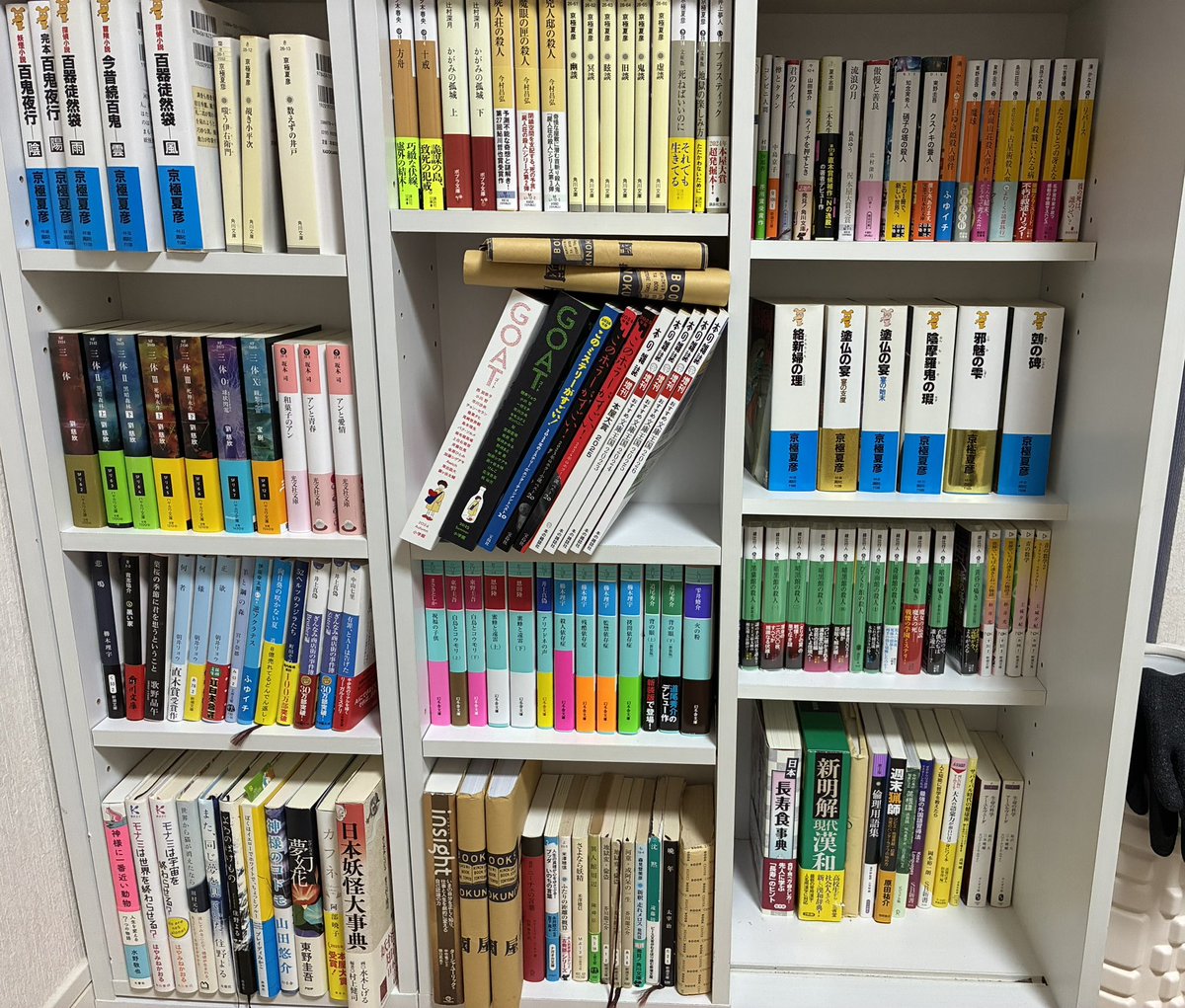 ishicyan096096's tweet photo. 読書歴半年の本棚です。
まだ10冊くらいしか読めてなくてほとんどが積読本です。 https://t.co/Sbud9Nf5J1