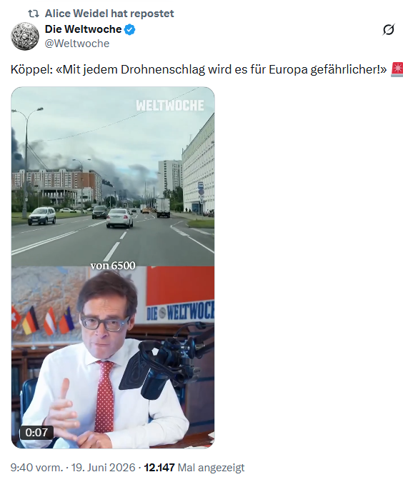 TanteAnni3's tweet photo. #Weidel macht sich mit #Koeppel von der #Weltwoche vor Angst in die Hose.
Ob sie schon ihre Bunker aufgesucht haben? https://t.co/vE2aoAjvzb