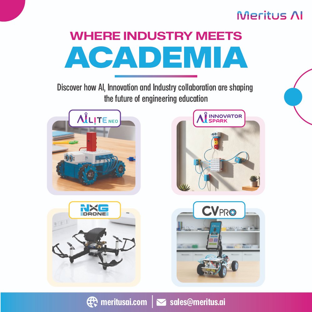MeritusAI's tweet photo. Where Industry Meets Academia!
Experience the future of engineering education with Meritus AI at the PALS Annual Meet 2025-26, IIT Madras.
Join us for LIVE demos of:
🤖 AI LITE NEO | Innovator Spark | NXG Drone | CVPro
 #IITMadras #IndustryAcademia #EngineeringEducation #AI https://t.co/QY2WRv82QP