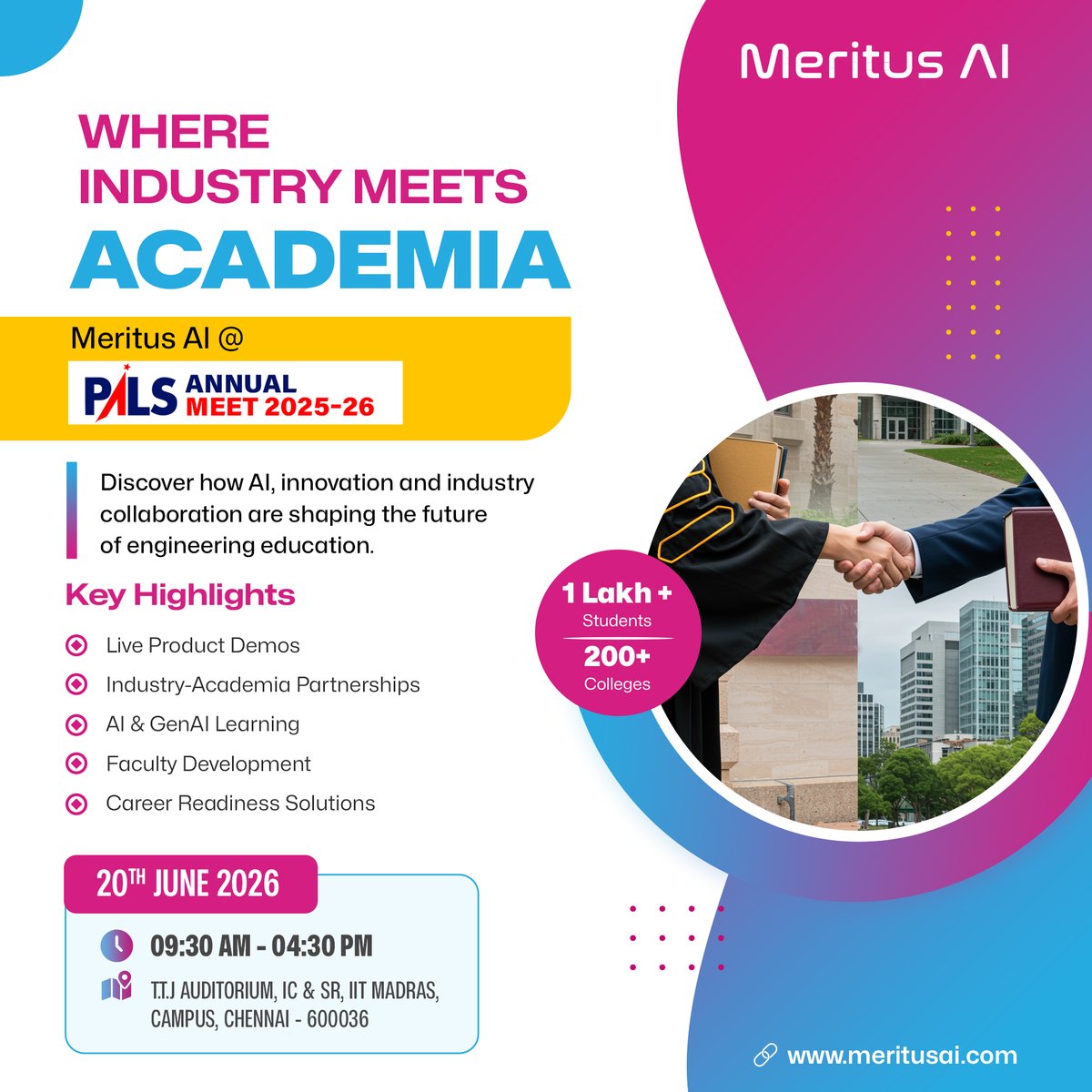 MeritusAI's tweet photo. Where Industry Meets Academia!
Experience the future of engineering education with Meritus AI at the PALS Annual Meet 2025-26, IIT Madras.
Join us for LIVE demos of:
🤖 AI LITE NEO | Innovator Spark | NXG Drone | CVPro
 #IITMadras #IndustryAcademia #EngineeringEducation #AI https://t.co/QY2WRv82QP