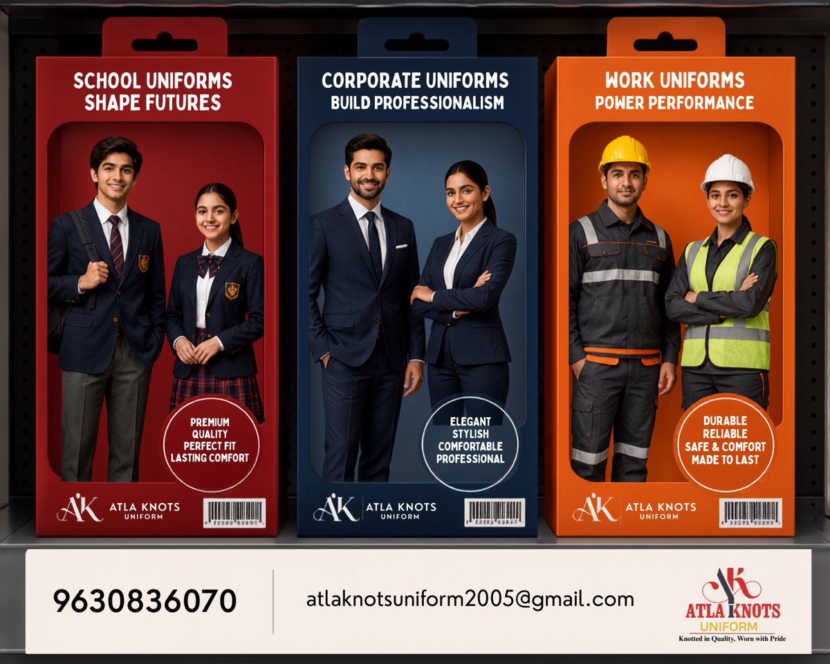 AtlaUni's tweet photo. A logo is not just a symbol—it’s the identity of a brand. ✨

Atla Knots Uniform stands for quality, professionalism, trust, and pride in every stitch

📞 Call Now: 9630836070
📧 Email: atlaknotsuniform2005@gmail.com

#AtlaKnotsUniform #KnottedInQuality #WornWithPride https://t.co/cZq2mSZOJY