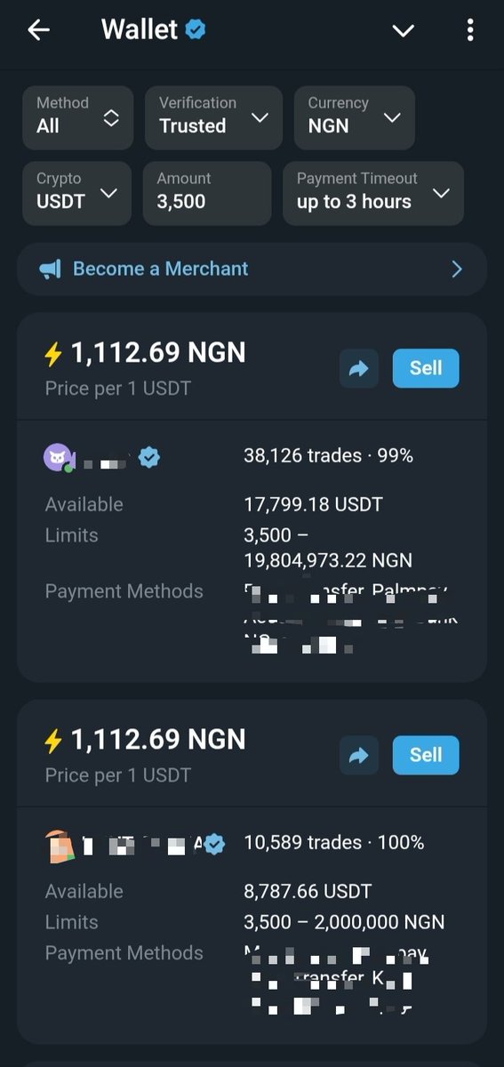 0xcloudboss's tweet photo. Small P2P sellers are quietly losing value.

On TON wallet P2P market, USDT sellers around ₦3.5k -19.99k were seeing about ₦1,112/$, while ₦20k+ orders showed around ₦1,326/$.

That’s over ₦200 difference per dollar.

In P2P, liquidity decides who gets the better rate. https://t.co/HJpUMTkmNT