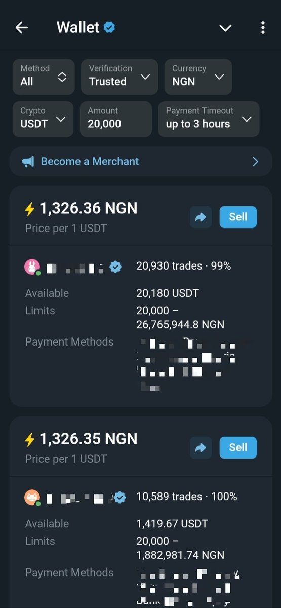 0xcloudboss's tweet photo. Small P2P sellers are quietly losing value.

On TON wallet P2P market, USDT sellers around ₦3.5k -19.99k were seeing about ₦1,112/$, while ₦20k+ orders showed around ₦1,326/$.

That’s over ₦200 difference per dollar.

In P2P, liquidity decides who gets the better rate. https://t.co/HJpUMTkmNT