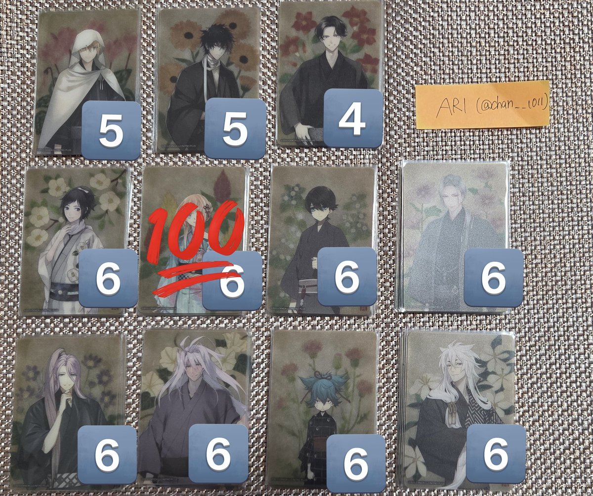 chan__1011's tweet photo. 刀剣乱舞 華こよみ絵巻 第四弾 ミニクリアカード 交換 譲渡

譲:★山姥切、★肥前、★豊前、大和守、堀川、〇小狐丸、〇蜂須賀、大般若、〇小夜、〇村正

求:蛍丸 or 定価＋送料

★譲渡は〇同数含むもの優先
纏めて優先
郵送のみ
検索からでもお気軽にお声掛けください。 https://t.co/Iszcgqmt7L