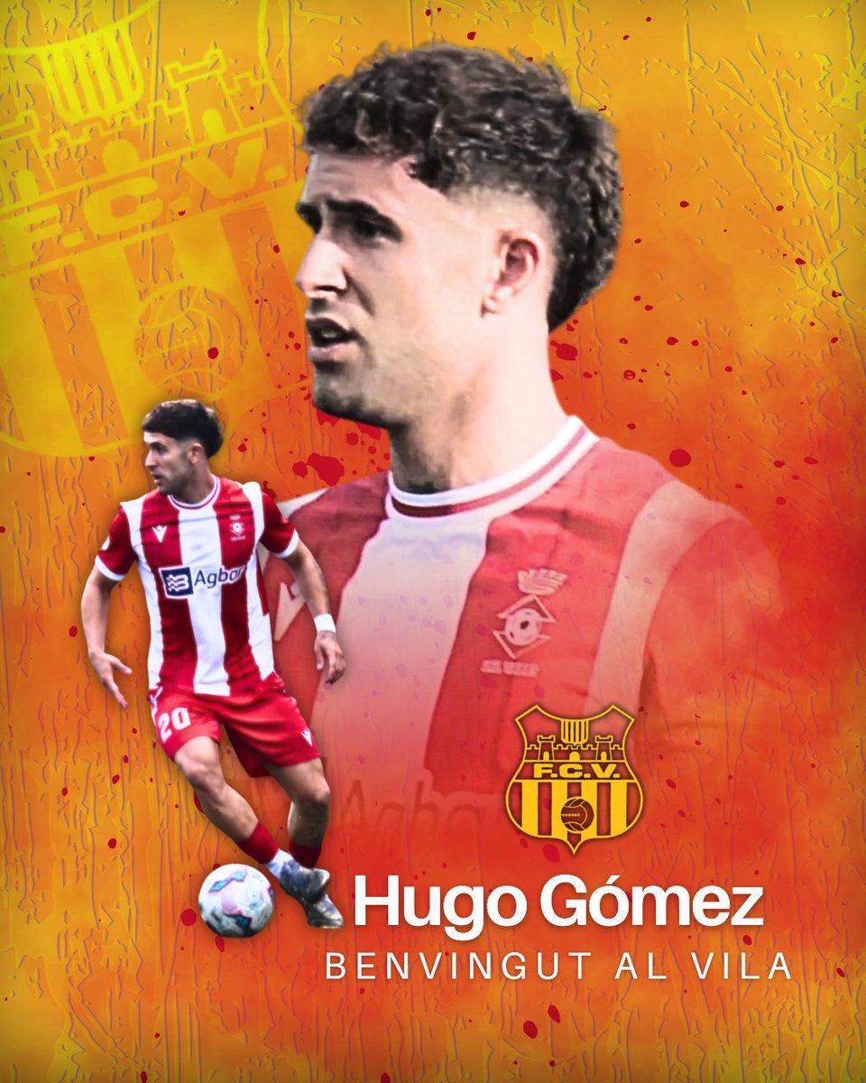 FCVilafranca's tweet photo. ✅HUGO GÓMEZ, nou jugador del FC VILAFRANCA

Migcampista ofensiu de 24 anys, amb caràcter i habilitat per a temporitzar el joc i millorar les jugades. Procedent de la UE Valls, de Lliga Elit, on ha militat les dues darreres campanyes.

Benvingut al Vila, Hugo!❤️💛 https://t.co/IISrULhKrq
