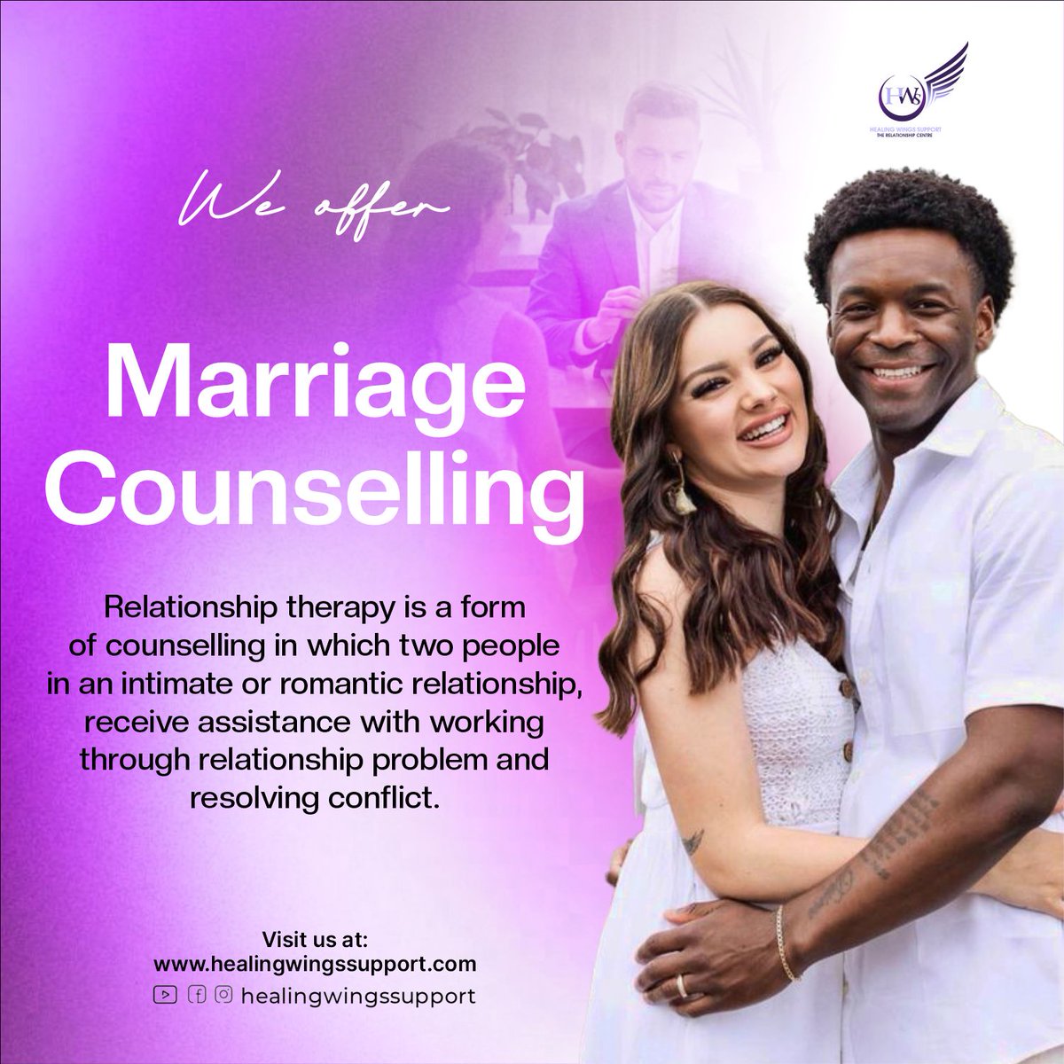 HEALING_WINGSS's tweet photo. Marriage counselling provides a safe space to improve communication, resolve conflict, and rebuild connection.

It is not a sign of failure. It is a step toward growth.

Book a session today at https://t.co/Va18rZpvpz

#abigailborquaye #healingwingssupport #marriagecounseling https://t.co/dTnvQA1AJd