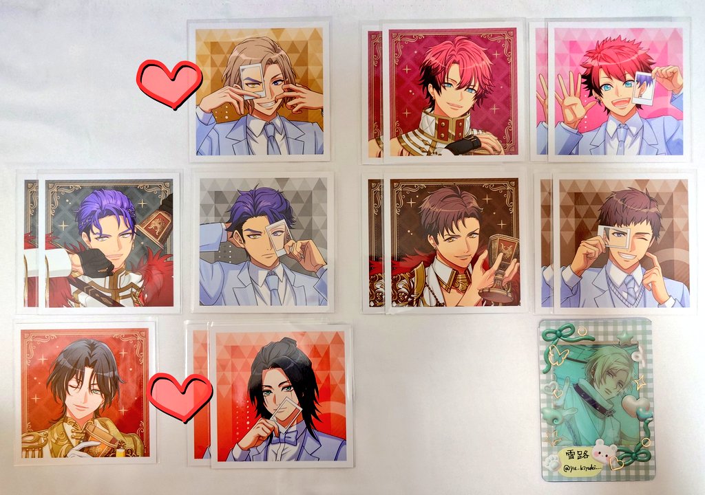yu_kiyuki___'s tweet photo. [譲渡/交換] A3! ましコレ 開花の祝詞 箔押し クリカ メタカ 9周年

譲) 画像参照

求) 定価+送料 ＞ 真澄 左京 4枚目参照

キャラ毎のみ。
譲渡:❤は無印同数になるようお取引をお願いします。
交換:❤は真澄との交換のみ。
検索からでもお気軽にお声掛け頂けますと幸いです。 https://t.co/1QnHiB2G9e