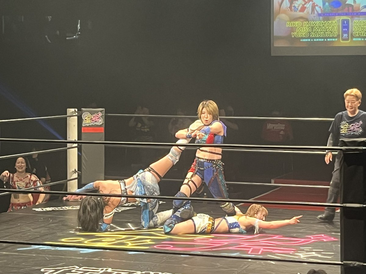 shota___2001's tweet photo. 2026年6月19日金曜日 19:00〜
金ガチャ Season2 EP２
東京都・新木場1stRING大会

第3試合6人タッグマッチ20分1本勝負
音楽がなったらダンスをする特別ルール

CHIAKI 関口翔 SAKI

vs 松井珠紗 櫻井裕子 川畑梨瑚

△20分時間切れ引き分け△

#金ガチャ https://t.co/y2jOG3srPc