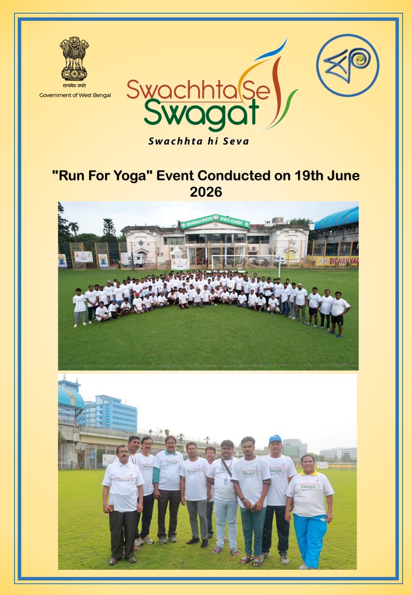MyBidhannagar's tweet photo. Embrace a healthier lifestyle! 🏃‍♂️🧘‍♀️ The "Run for Yoga" event, hosted by BMC on 19th June, successfully promoted fitness and mindfulness. 
#RunForYoga #FitnessMotivation #YogaDay 
#SwachhataSeSwagat https://t.co/ryFhgOfH8t