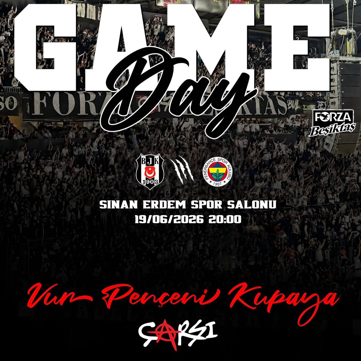 forzabesiktas's tweet photo. SALDIR KARTAL SALDIR BEYAZI BULACAĞIZ

Beşiktaşımızın şampiyonluk yolundaki kritik mücadelesinde, Sinan Erdem'de tribünlerdeki yerimizi alıyoruz. Tribünlerin rengini simsiyah yapıyoruz!

Takımımız sahaya adımını attığı ilk andan itibaren, maçın son düdüğüne kadar tek yürek olup onları ateşlemeliyiz. Sahadaki mücadeleye tribünlerden en yüksek sesle destek veriyor, rakibimizi kendi sahamızdaki gibi baskı altına alıyoruz.

Biliyoruz ki, en büyük gücümüz sağduyumuz ve desteğimizdir. Kulübümüzü cezalara sürükleyen, emeğe gölge düşüren ve tribünlerimize yakışmayan küfürlü tezahüratlardan hep birlikte kaçınmalıyız. Takımımızın önünü açmak ve rakiplerimize fırsat vermemek adına, binlerce bestemizle sesimizi yükseltiyoruz.

YÜCE BEŞİKTAŞ çArşı'sı OLARAK
KÜFÜR ETMİYORUZ, ETTİRMİYORUZ!
#forzabesiktaş #çArşı