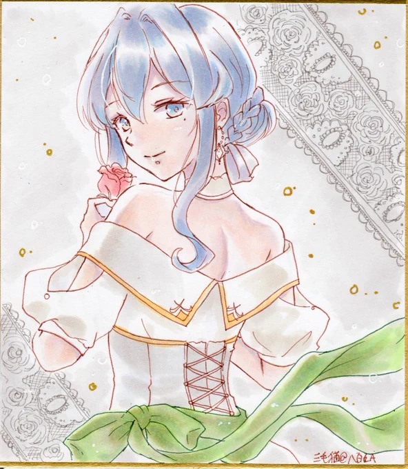 チワワさんからのリクエストで、「13周年記念ドレスのゴトランド」をミニ色紙に描かせていただきました! ポーズは色々考えた末、しっとりと大人っぽい雰囲気を目指しました。 チワワさん、リクエストありがとうございました! 6/28、よろしくお願いします(^^) #艦これ #フリートドック改