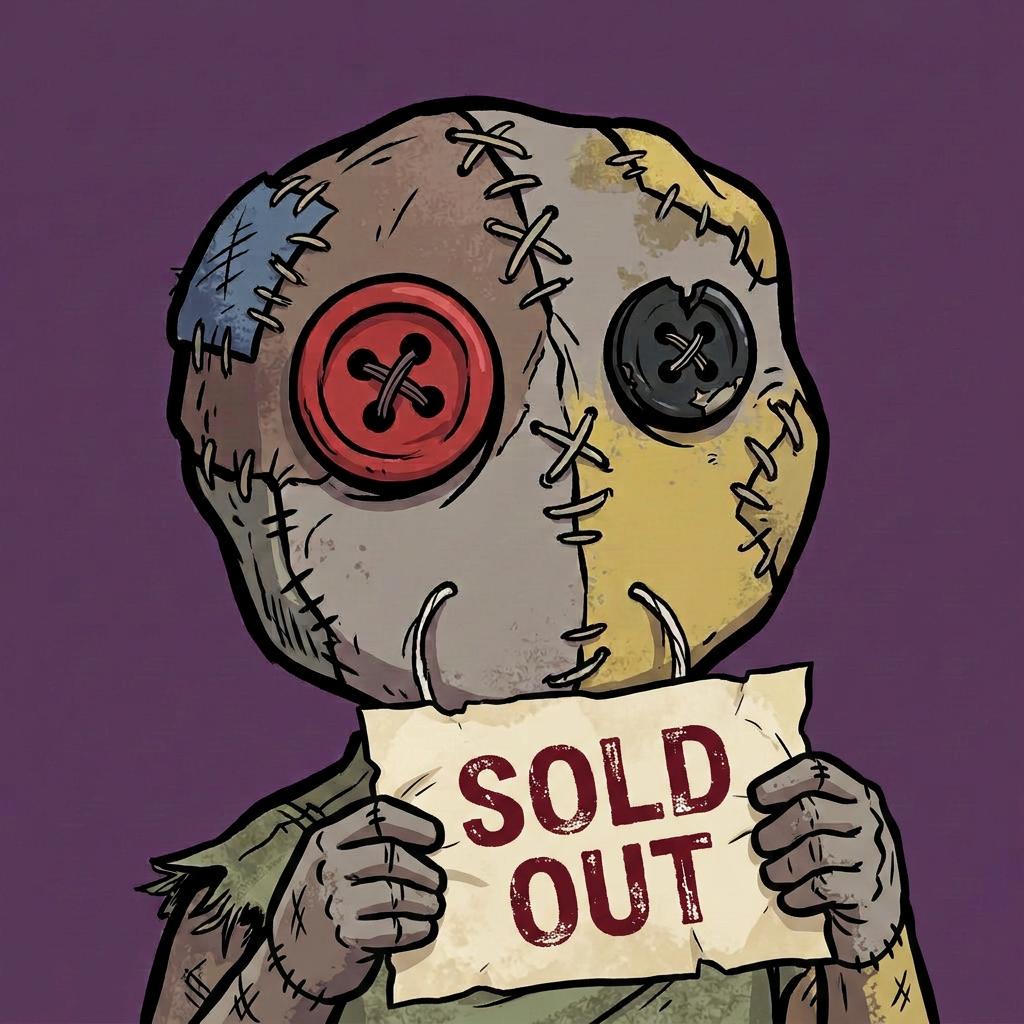 Rugcult's tweet photo. SOLD OUT. 🪡 We couldn't sell it for money, gave it away for free, and now it's gone. Make it make sense. https://t.co/oNYcxJtE0q