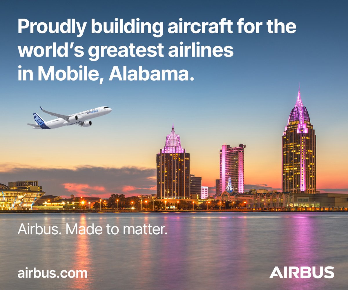 AirbusInTheUS's tweet photo. #FlyAirbus #A321 #MobileMade #TeamAirbus #AirbusInTheUS https://t.co/P65skKn4tL
