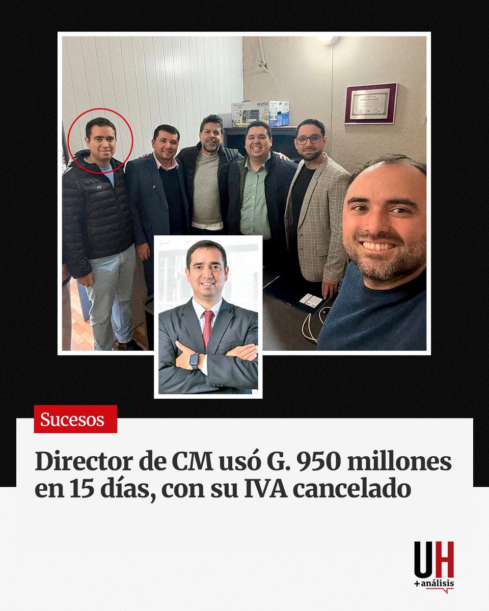 UltimaHoracom's tweet photo. 1️⃣ Luis Fernando Alegre León, actual director interino de Gabinete de la Presidencia del Consejo de la Magistratura, según sus declaraciones juradas gastó G. 948 millones en los primeros quince días de junio. Él aclara que todo gasto está respaldado, pero confirma que su IVA está cancelado desde inicio de año.

🟢 Recibí las noticias: https://t.co/YeGk9I8Xf5