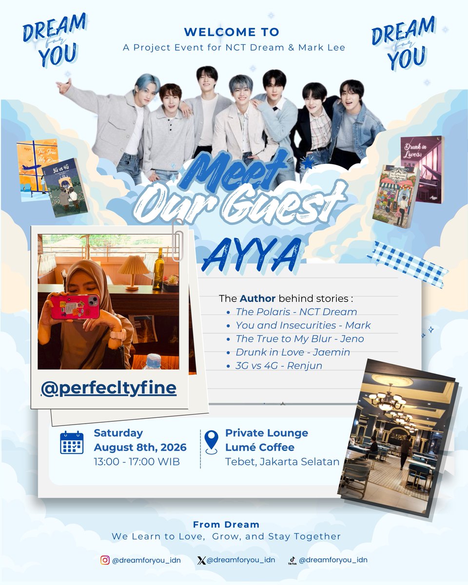 dreamforyou_idn's tweet photo. Please Welcome Kak Ayya @perfecltyfine 

The author behind stories that have accompanied so many NCTzens through laughter, tears, late night reading sessions, and unforgettable memories. We're excited to share stories, memories, and meaningful conversations together💙 https://t.co/X2x1JwGRnl
