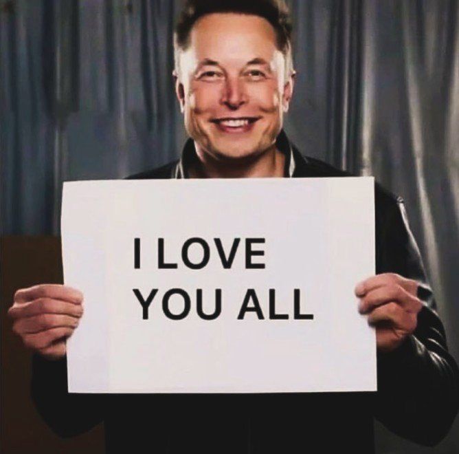 ElonScanrio123's tweet photo. *When you post a meme at 3 AM and it gets 2M likes 😎❤️*

“I LOVE YOU ALL” energy right here.

What’s he actually celebrating?

A) *“Starship didn’t explode this time”* 🚀  
B) *“Tesla stock is green again”* 📈  
C) *“You guys liked my dad joke”* 🤓 https://t.co/uDj8KUbvT6