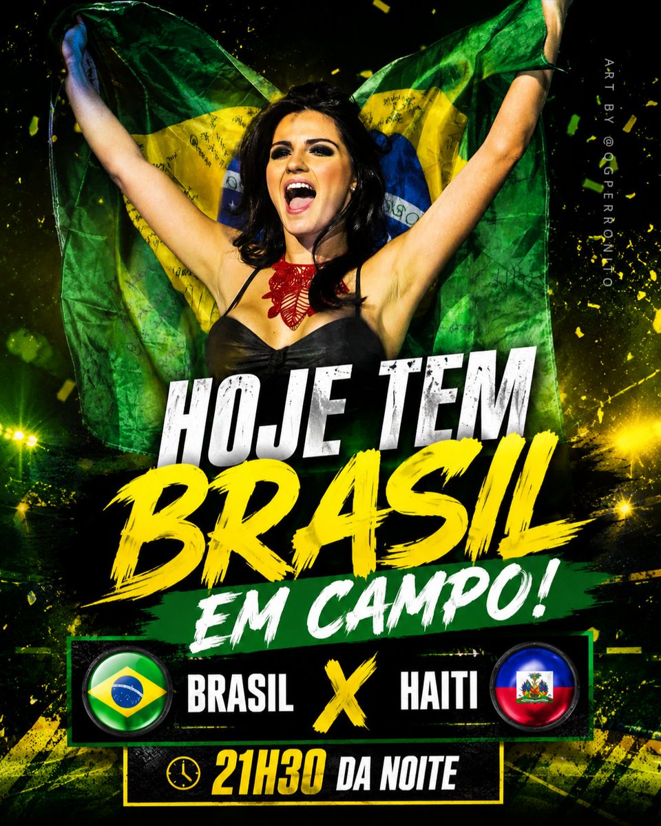 qgperronito's tweet photo. 🇧🇷 Sextou com S de Seleção!

Hoje é dia de Brasil em campo!

⚽ Brasil x Haiti
🕘 21h30

Vamos juntos torcer pela nossa Seleção na Copa do Mundo! 💚💛 https://t.co/GvK07GgUJQ